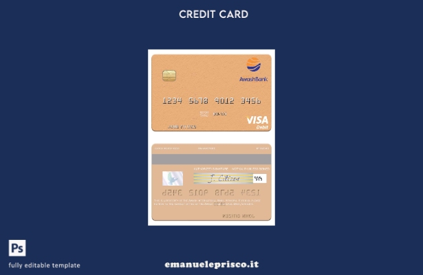 modello di carta di debito visto Etiopia Awash International Bank in stile verif